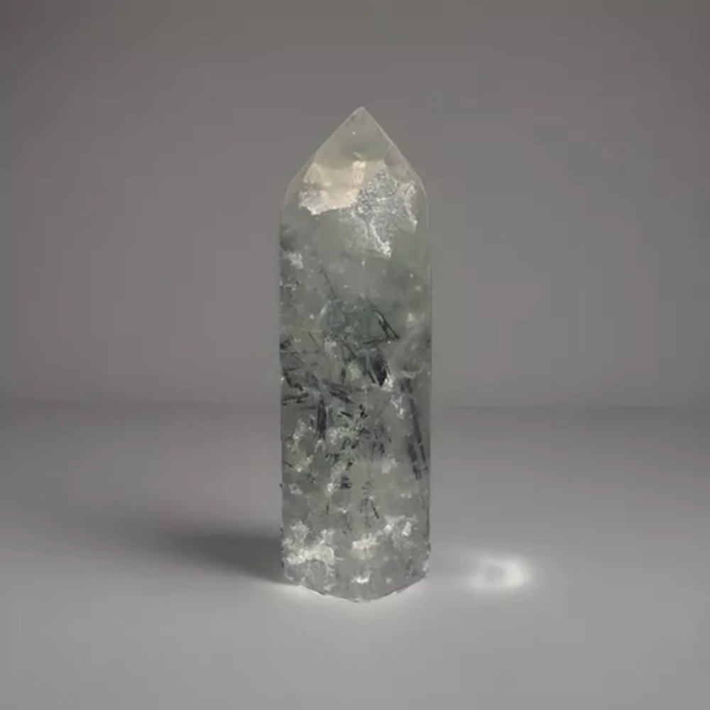 Prehnite Crystal Natural Point Tower, Green Crystals